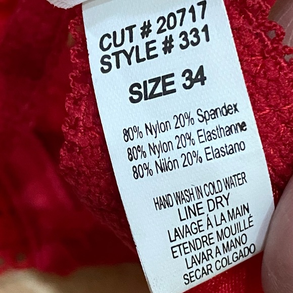 SHIRLEY of Hollywood 331 Red Embroidered Bra Shelf Size 34 - Picture 10 of 11